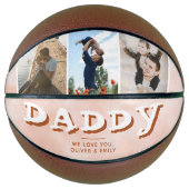 Papa Blush Oranje familie 3 Foto Collage Keepslag Basketbal (Voorkant)