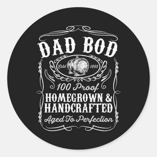 Papa Bod Grappige Whiskey Bourbon Lover Vaders Dag Ronde Sticker (Voorkant)