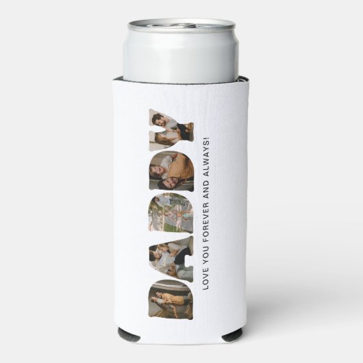 PAPA Brief Fotocollage Vaderdag Seltzer Blikjeskoeler (Seltzer Achterkant)