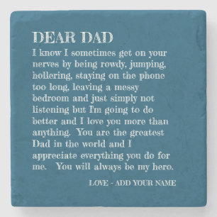 Papa-brief van Teen Daughter Blue Stenen Onderzetter