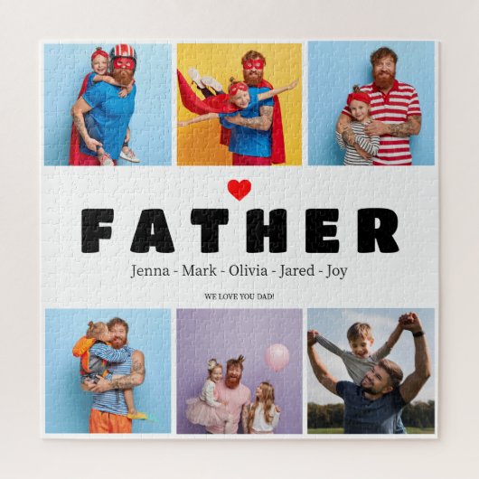 Papa cadeau 6 Fotocollage Vaderdag Gift Legpuzzel (Verticaal)