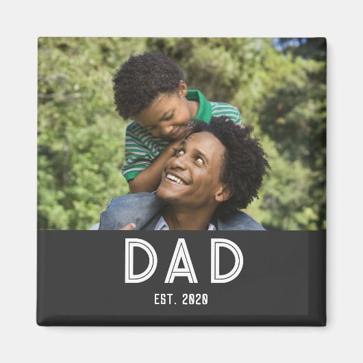 Papa cadeau met foto Vaderdag magneet (Voorkant)