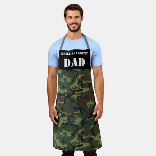 Papa Camoflage Camo Print Leger Veteraan Schort (Gedragen)