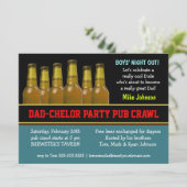 Papa-chelor Party Pub kruipt luier-bier-uitnodigin Kaart (Staand voorkant)