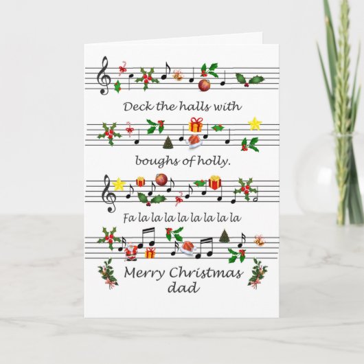 Papa Christmas Sheet Music Deck De Zalen Feestdagen Kaart (Voorkant)