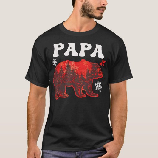 Papa Christmas Tree Bear Tee Family Matching Men T-shirt (Voorkant)
