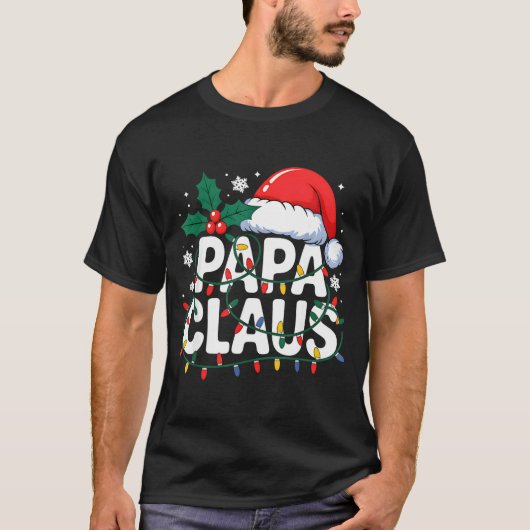 Papa Claus Christmas Lights Santa Family Matching  T-shirt (Voorkant)