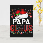 Papa Claus Christmas Lights Santa Hat Pajama Famil Kaart (Gele Bloem)