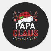Papa Claus Christmas Lights Santa Hat Pajama Famil Ronde Sticker (Voorkant)