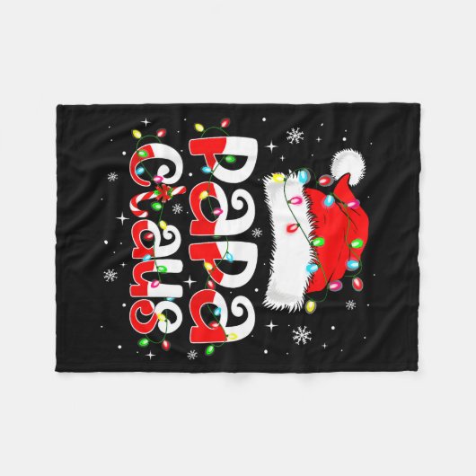 Papa Claus Funny Christmas Lights Pajama Family Ma Fleece Deken (Voorkant (Horizontaal))