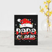 Papa Claus Funny Christmas Lights Pajama Family Ma Kaart (Gele Bloem)