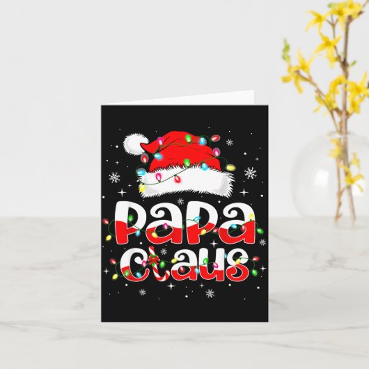 Papa Claus Funny Christmas Lights Pajama Family Ma Kaart (Gele Bloem)