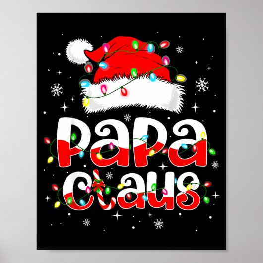 Papa Claus Funny Christmas Lights Pajama Family Ma Poster (Voorkant)