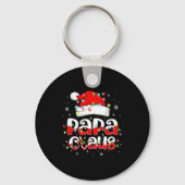 Papa Claus Funny Christmas Lights Pajama Family Ma Sleutelhanger (Voorkant)