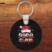 Papa Claus Funny Christmas Lights Pajama Family Ma Sleutelhanger (Voorkant)