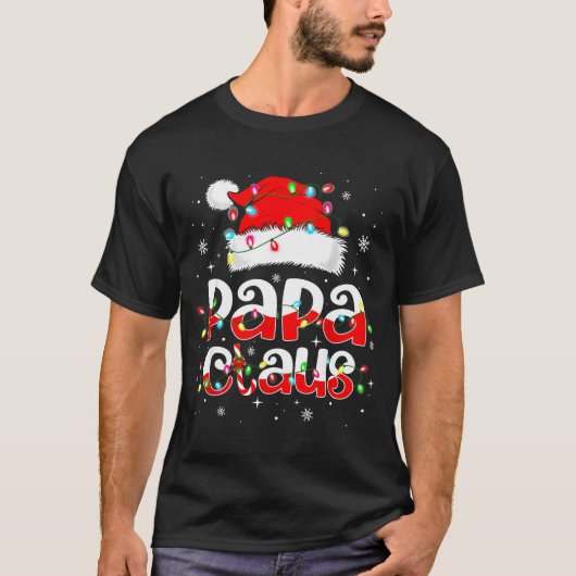 Papa Claus Funny Christmas Lights Pajama Family Ma T-shirt (Voorkant)