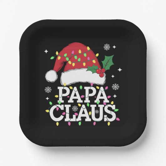 Papa Claus kerstlampjes Pajama familie komt overee Papieren Bordje (Voorkant)