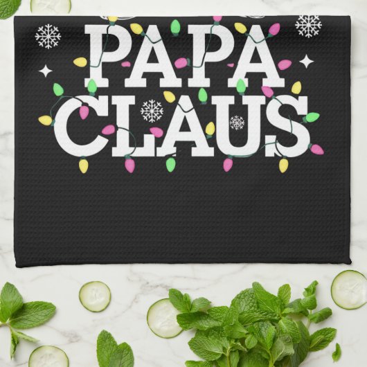 Papa Claus kerstlampjes Pajama familie komt overee Theedoek (Gevouwen)