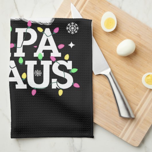 Papa Claus kerstlampjes Pajama familie komt overee Theedoek (Quarter Fold)