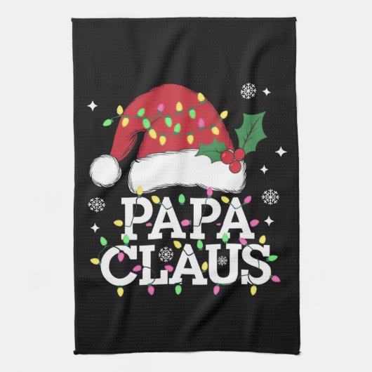 Papa Claus kerstlampjes Pajama familie komt overee Theedoek (Verticaal)
