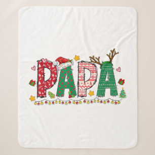Papa Claus Kerstlichten Pyjama Familie Matching Sherpa Deken