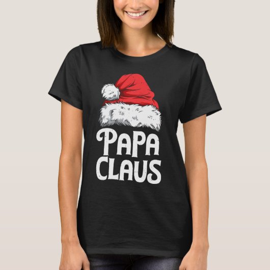 Papa Claus Kerstman Kerstman Familie Matching Pyj T-shirt (Voorkant)