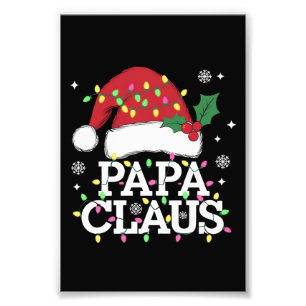 Papa Claus Kerstverlichting Pyjama Familie Matchin Foto Afdruk