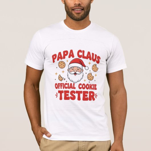 Papa Claus – Official Cookie Tester | Funny Christ T-shirt (Voorkant)
