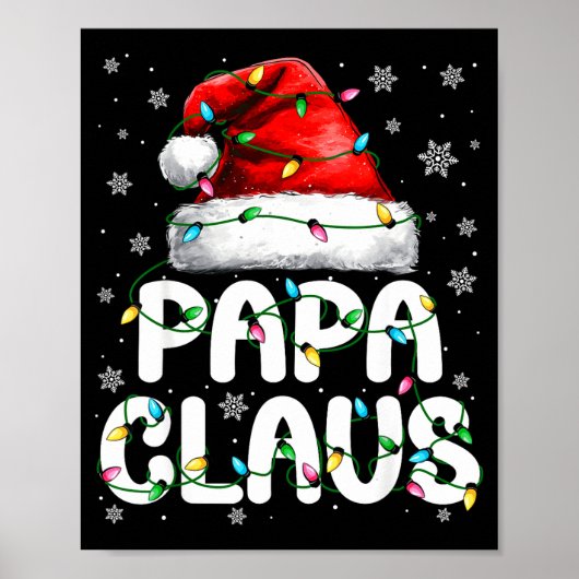 Papa Claus Santa Hat Christmas Lights Pajama Famil Poster (Voorkant)