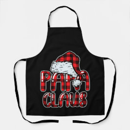 Papa Claus Santa Hat Red Buffalo Plaid Christmas Schort