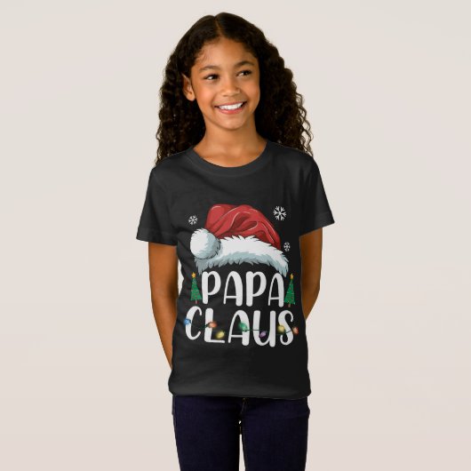 Papa Claus Santa Kerstmis Matching Family Pajama T-shirt (Voorkant volledig)