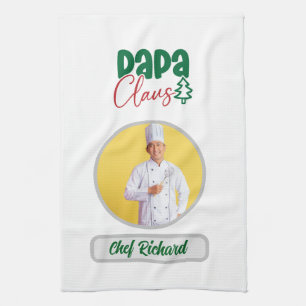 Papa Clause Chef Gepersonaliseerde Foto en Naam Gi Theedoek