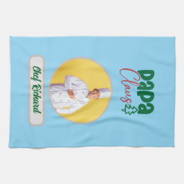 Papa Clause Chef Gepersonaliseerde Foto en Naam Gi Theedoek