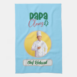 Papa Clause Chef Gepersonaliseerde Foto en Naam Gi Theedoek