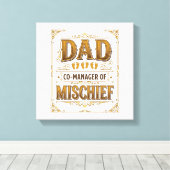 Papa Co-manager van kattenkwaad Grappige vader ont Canvas Afdruk (Insitu (Houten vloer))