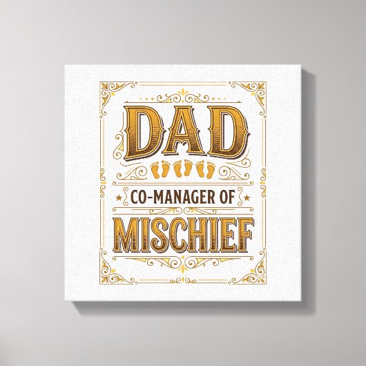 Papa Co-manager van kattenkwaad Grappige vader ont Canvas Afdruk (Voorkant)