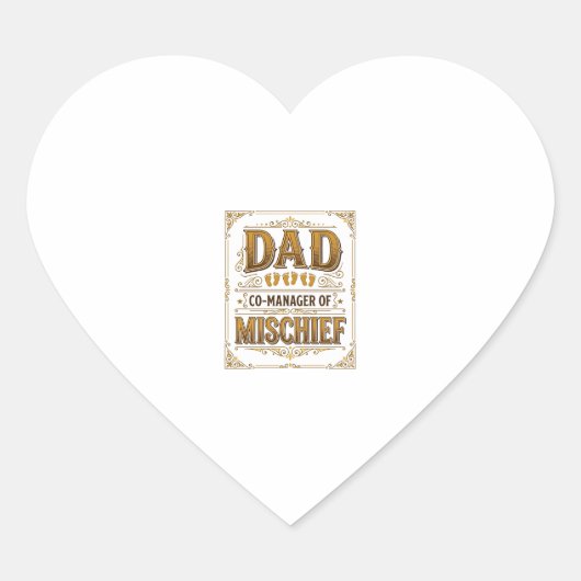 Papa Co-manager van kattenkwaad Grappige vader ont Hart Sticker (Voorkant)