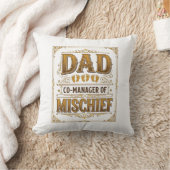 Papa Co-manager van kattenkwaad Grappige vader ont Kussen (Deken)