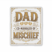 Papa Co-manager van kattenkwaad Grappige vader ont Sticker (Voorkant)
