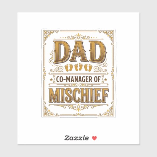 Papa Co-manager van kattenkwaad Grappige vader ont Sticker (Vel)