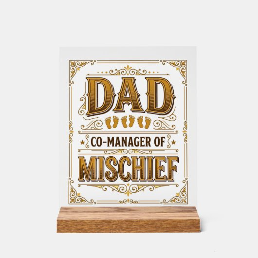 Papa Co-Manager van Ondeugd Grappige Vader Design_ Acryl Bord (Voorkant)