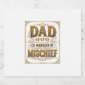 Papa Co-Manager van Ondeugd Grappige Vader Design_ Sparkling Wijnetiket (Enkel label)
