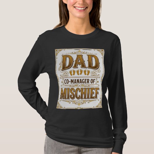 Papa Co-Manager van Ondeugd Grappige Vader Ontwerp T-shirt (Voorkant)