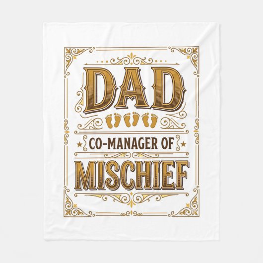 Papa Co-Manager van Ondeugendheid Grappige Vader D Fleece Deken (Voorkant)
