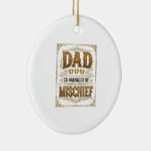 Papa Co-Manager van Ondeugendheid Grappige Vader D Keramisch Ornament (Rechts)