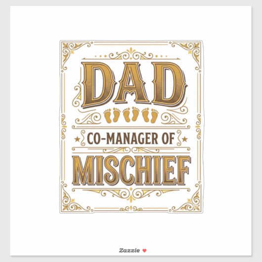 Papa Co-Manager van Ondeugendheid Grappige Vader D Sticker (Vel)