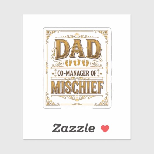 Papa Co-Manager van Ondeugendheid Grappige Vader D Sticker (Vel)