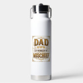 Papa Co-Manager van Ondeugendheid Grappige Vader D Waterfles (Voorkant)