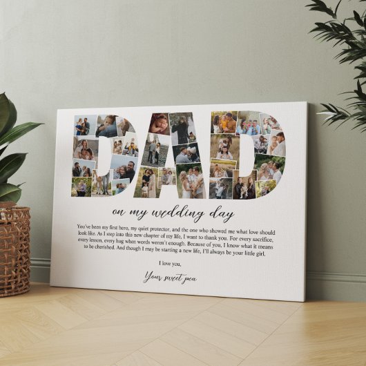 Papa Collage op mijn trouwdag Vader cadeau voor he Canvas Afdruk