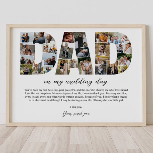 Papa Collage op mijn trouwdag Vader cadeau voor he Poster